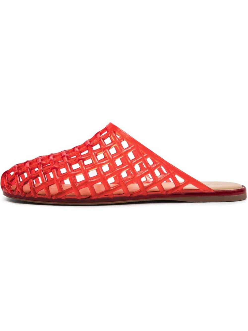 Women's Red Clear Mesh Hollow Slip On Closed Toe Jelly Casual Flat Sandals - Picture 4 of 6